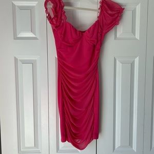 SHEIN mini short sleeve pink dress with puffed sleeves